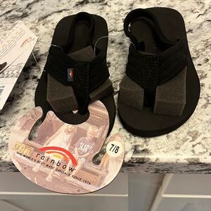 The Grombow  by Rainbow Soft Rubber Top Sole Kids Sandal with 1" Strap - Black